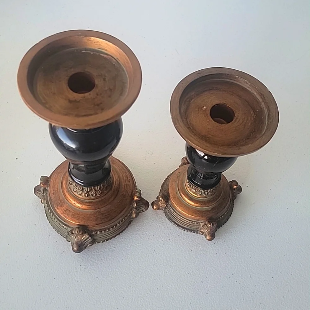 Home Interiors Candle Holders Copper Scroll Pillars